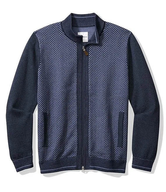 Bugatchi Men's Full-Zip Hooded Jacket Navy