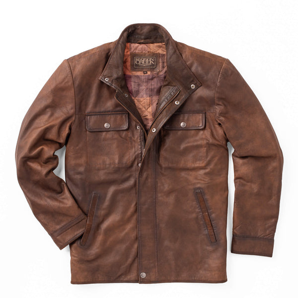 Men's Madison Creek | Frisco Leather Jacket | Tobacco - FLCrooks 