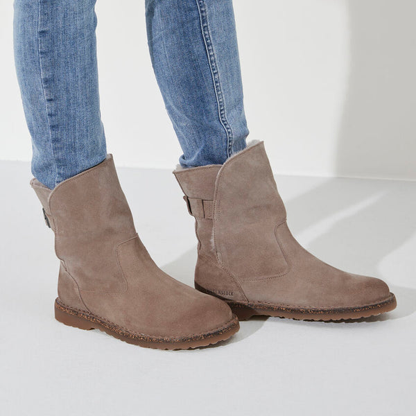 Women's Birkenstock | Uppsala Shearling Suede Boot | Gray Taupe -  FLCrooks.com