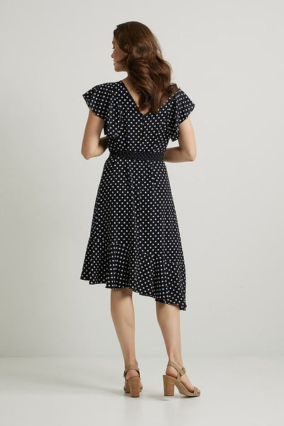 Warehouse wrap dress with ruffles in polka clearance dot