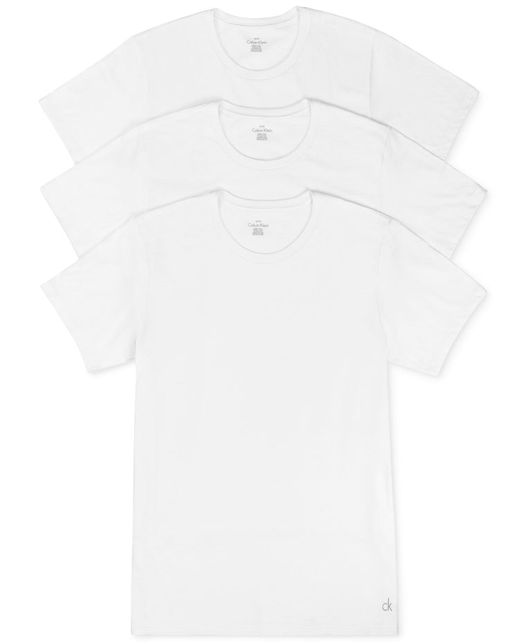 Men s Calvin Klein Three Crew Neck T Shirts White F.L